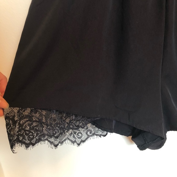 SOLD UO Kimchi Blue Black Satin & Lace Plunge Romper - Picture 4 of 7